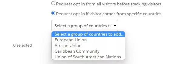 Opting in a group of countries in Pardot