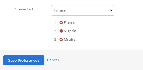 Manually selecting countries for opt-in request in Pardot