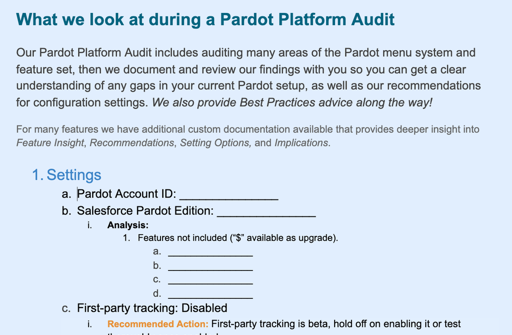 Pardot Platform Audit